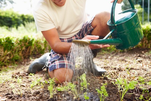 A landscaper team in Twickenham reviewing ethical labour standards